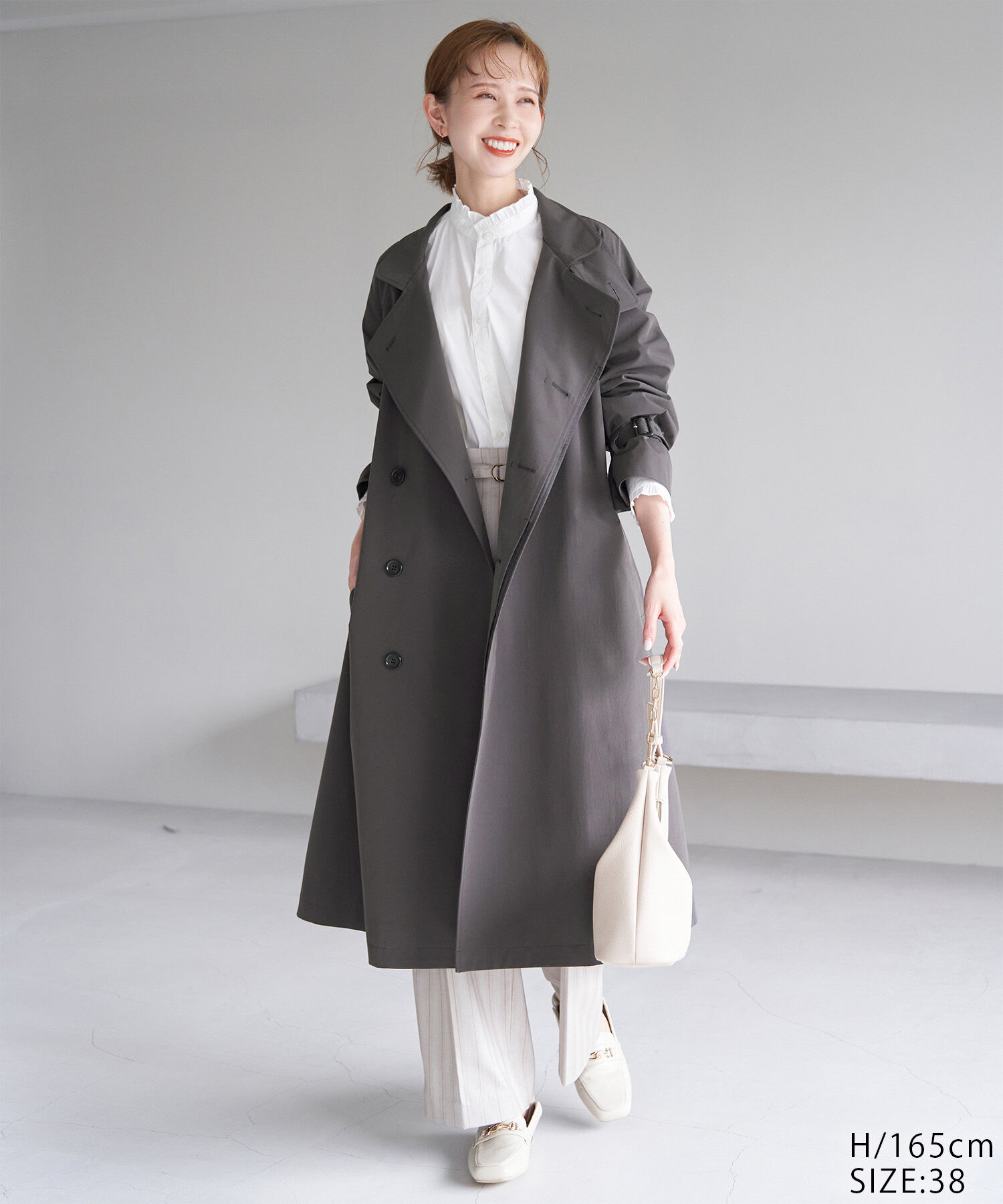 Rope&rsquo;Picnic「【WEB限定サイズ:38T】花粉ガード/スタンドカラーコート」|トレンチコート|