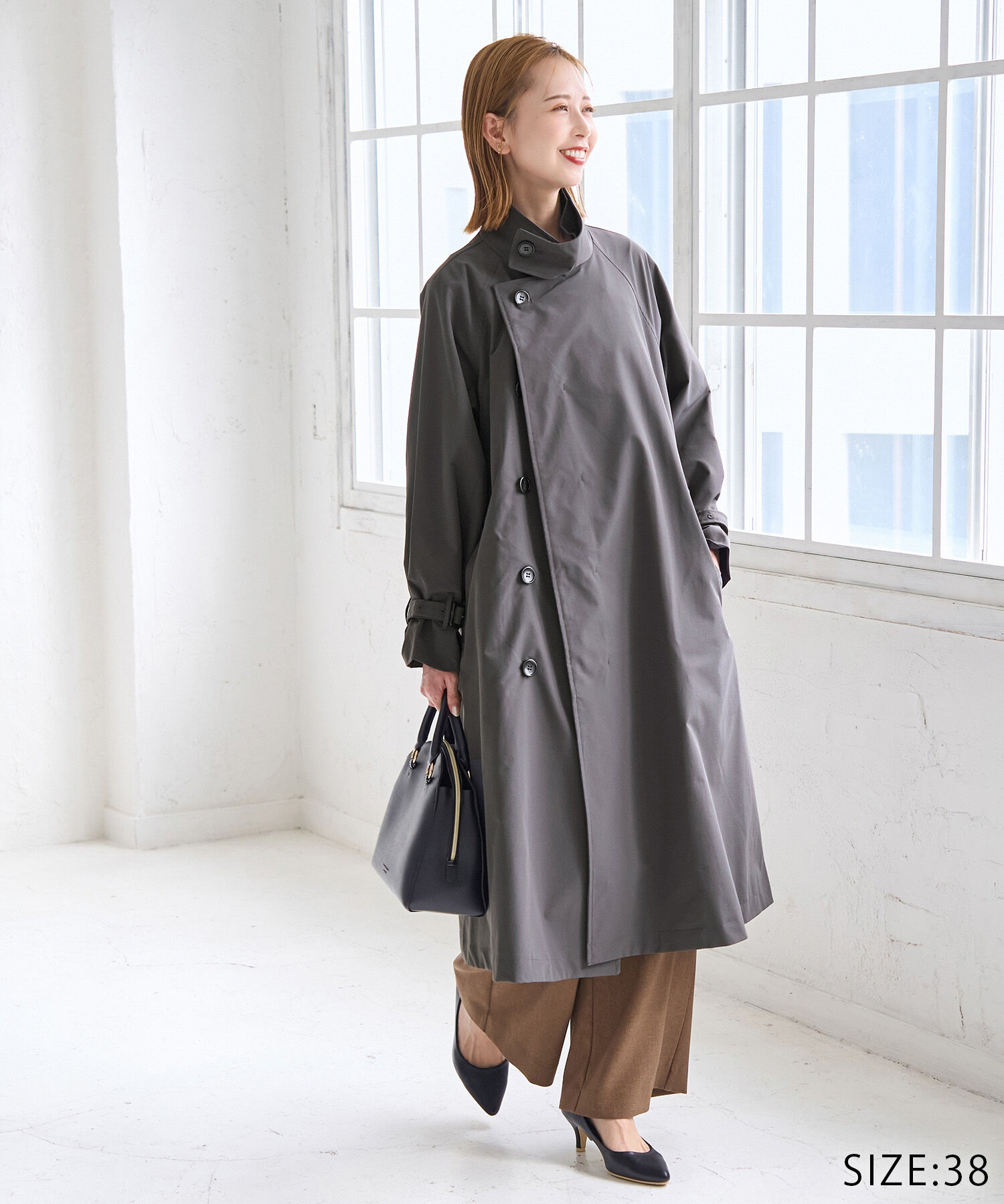 Rope&rsquo;Picnic「【WEB限定サイズ:38T】花粉ガード/スタンドカラーコート」|トレンチコート|