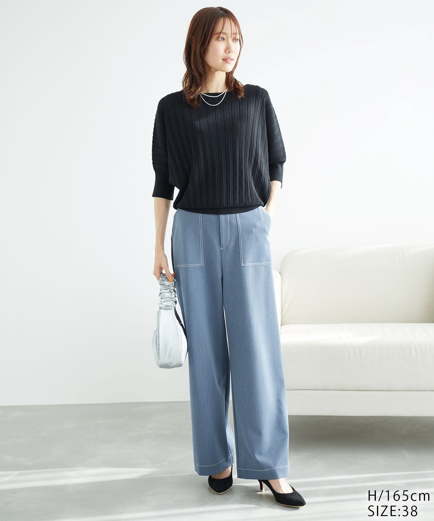 Rope&rsquo;Picnic「プリーツドルマンニットプルオーバー/UVカット・洗濯機OK」|ニット・セーター|