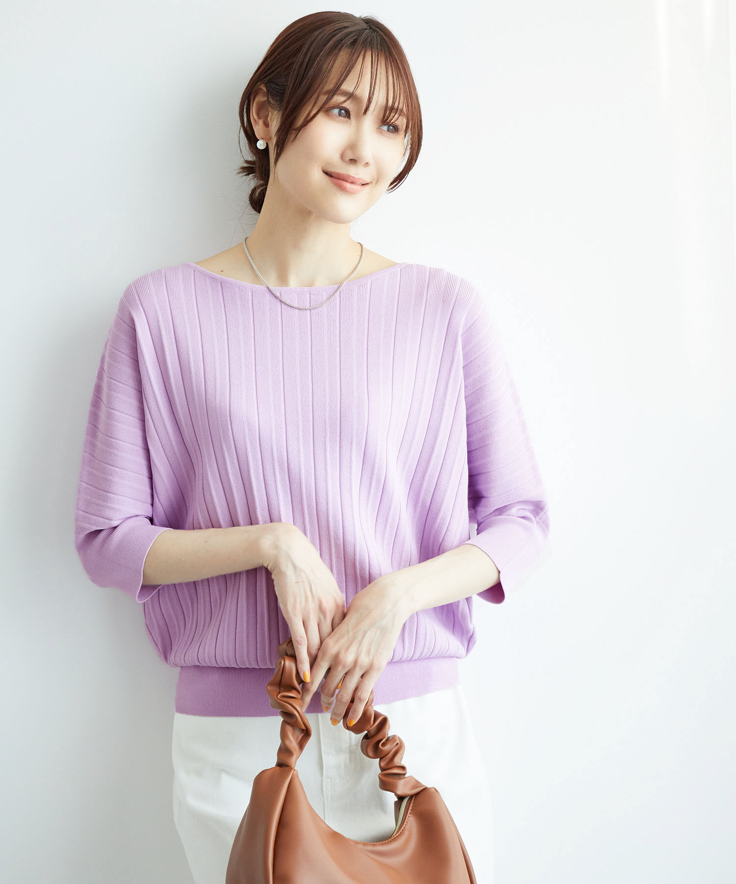 Rope&rsquo;Picnic「プリーツドルマンニットプルオーバー/UVカット・洗濯機OK」|ニット・セーター|