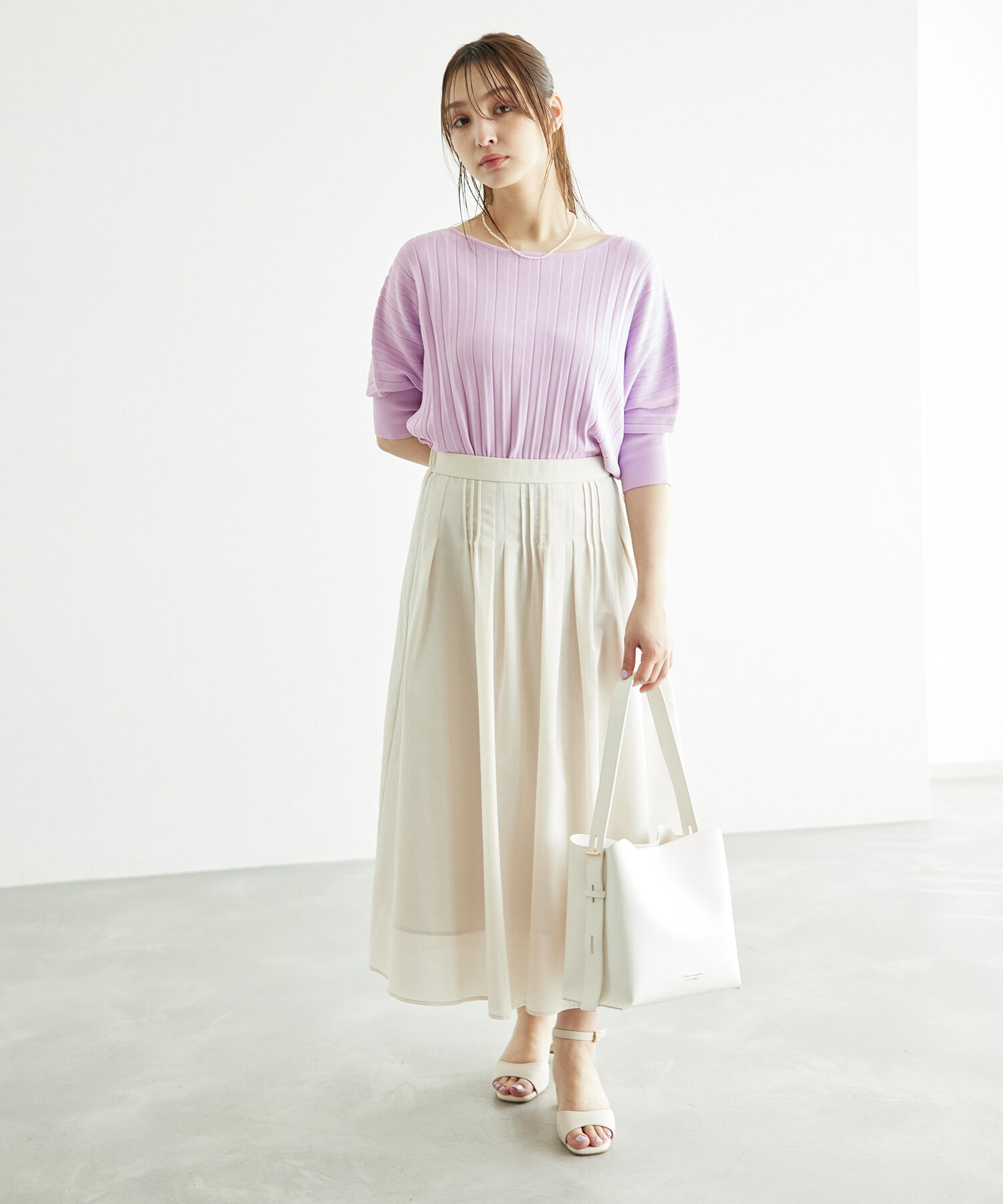 Rope&rsquo;Picnic「プリーツドルマンニットプルオーバー/UVカット・洗濯機OK」|ニット・セーター|