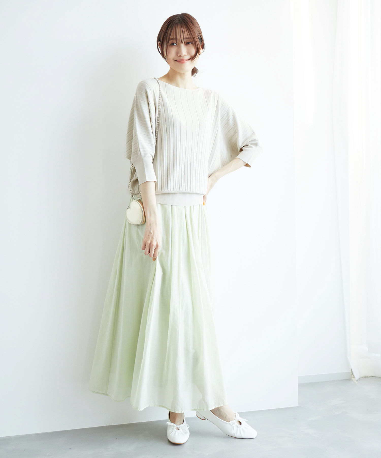 Rope&rsquo;Picnic「プリーツドルマンニットプルオーバー/UVカット・洗濯機OK」|ニット・セーター|