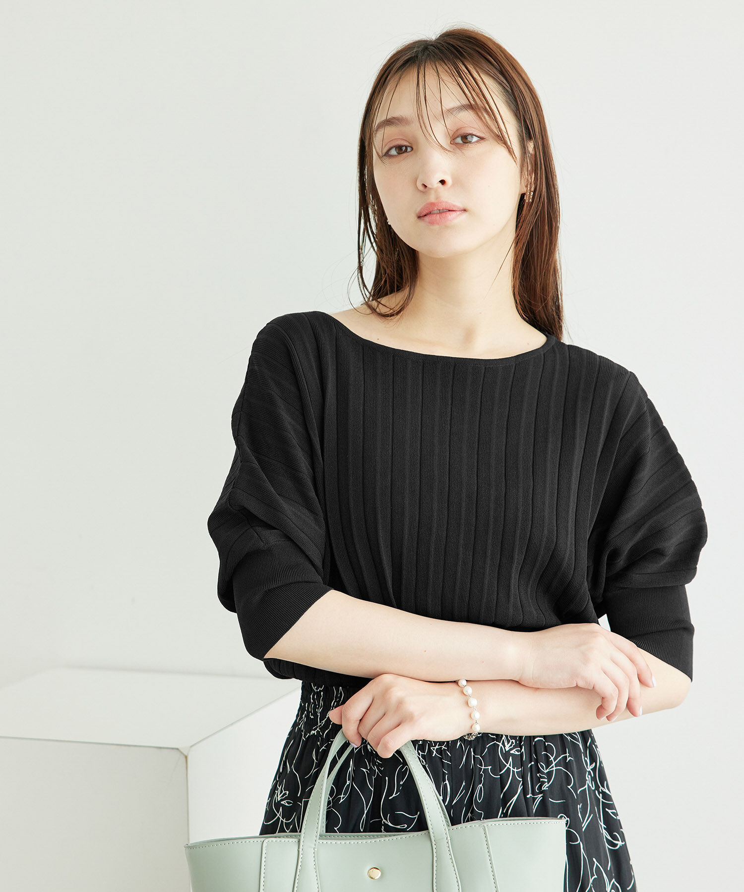 Rope&rsquo;Picnic「プリーツドルマンニットプルオーバー/UVカット・洗濯機OK」|ニット・セーター|