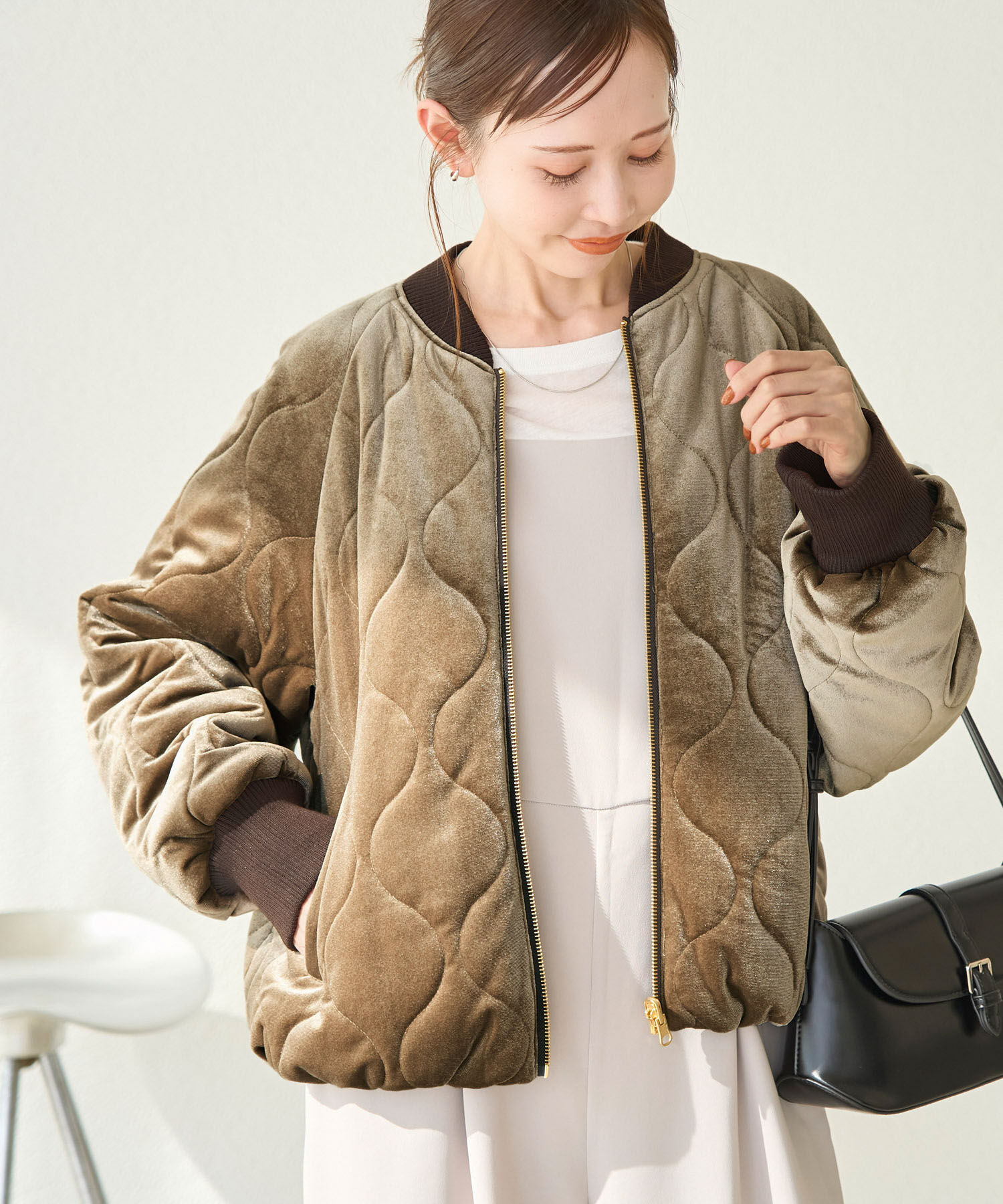 Rope&rsquo;Picnic「リバーシブル対応/ベロア&times;タフタブルゾン/撥水加工」|ブルゾン・スタジャン|