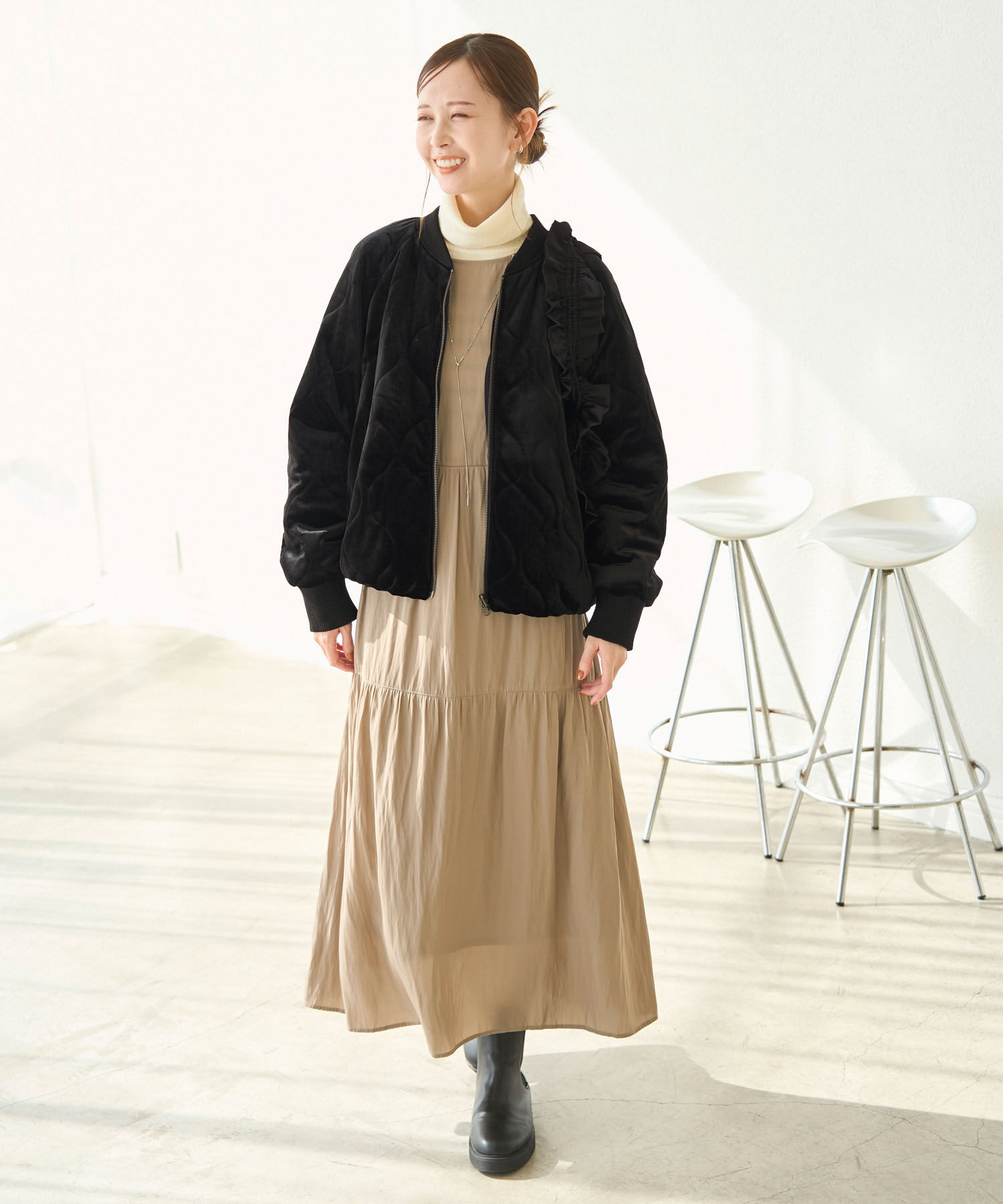 Rope&rsquo;Picnic「リバーシブル対応/ベロア&times;タフタブルゾン/撥水加工」|ブルゾン・スタジャン|