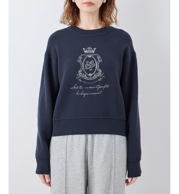 Rope&rsquo;Picnic「スウェットライク刺繍ニットプルオーバー/リンクコーデ」|ニット・セーター|