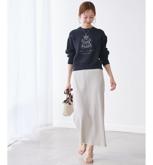 Rope&rsquo;Picnic「スウェットライク刺繍ニットプルオーバー/リンクコーデ」|ニット・セーター|