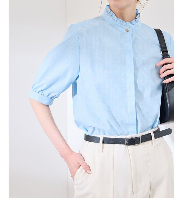 Rope&rsquo;Picnic「【花粉ガード・防シワ】ハーフスリーブフリルシャツ」|シャツ・ブラウス|