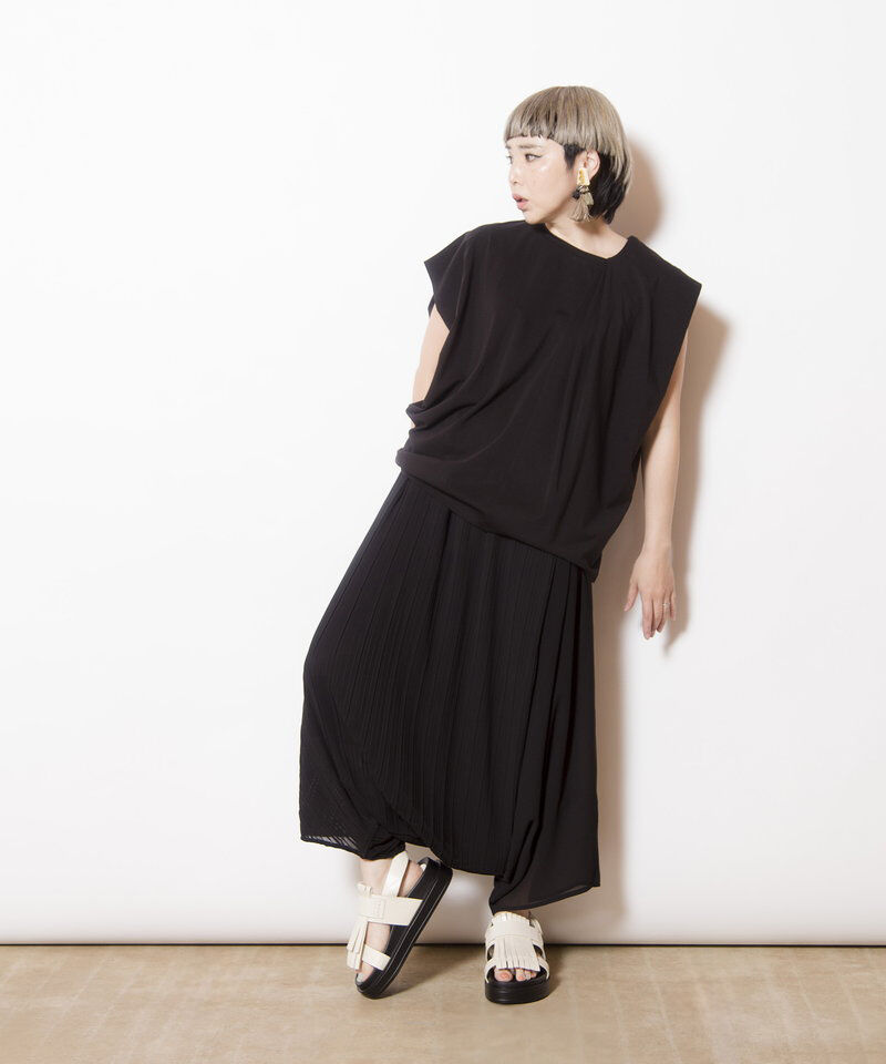  「プリーツレイヤードアラジンパンツ」|サルエル|