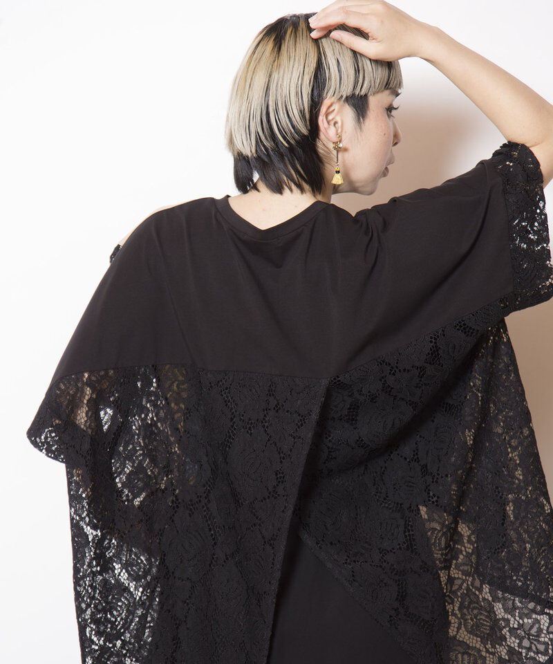  「レース切替ビッグTシャツ」|Tシャツ・カットソー|