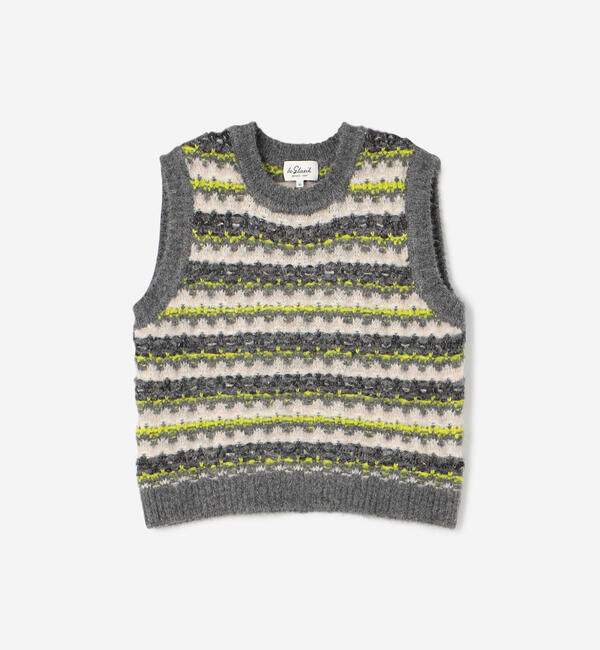 LE GLAZIK「LE GLAZIK | ジャカード クルーネックニットベスト WOMEN」|ベスト・ジレ|GREY系1
