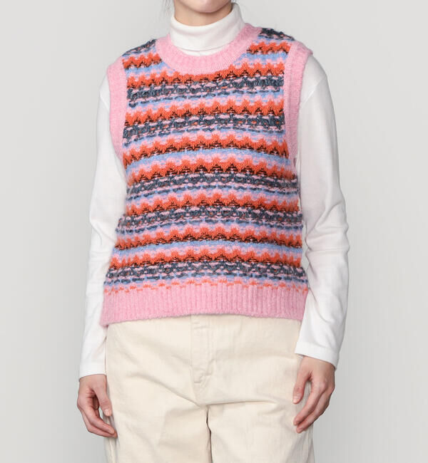 LE GLAZIK「LE GLAZIK | ジャカード クルーネックニットベスト WOMEN」|ベスト・ジレ|