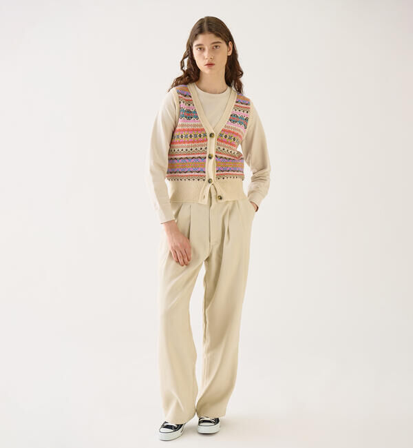  「ERIBE | フェアアイル Vネックニットベスト WOMEN」|ベスト・ジレ|