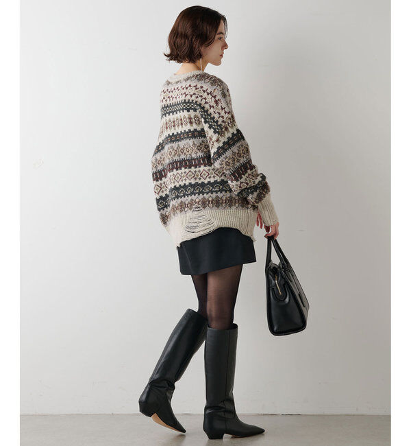  「ダメージフェアアイルニットプルオーバー」|ニット・セーター|