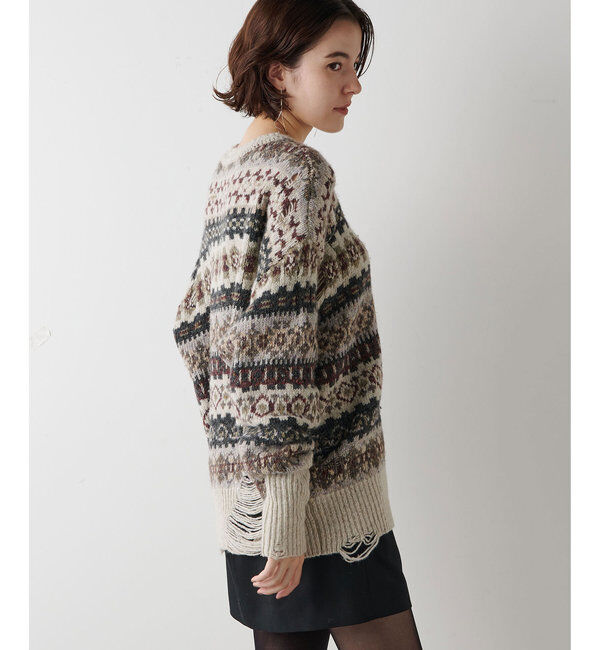  「ダメージフェアアイルニットプルオーバー」|ニット・セーター|