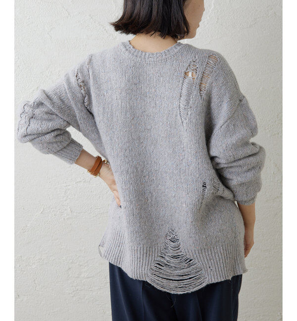  「ダメージフェアアイルニットプルオーバー」|ニット・セーター|