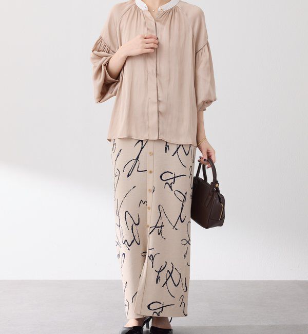  「配色サテンブラウス」|シャツ・ブラウス|