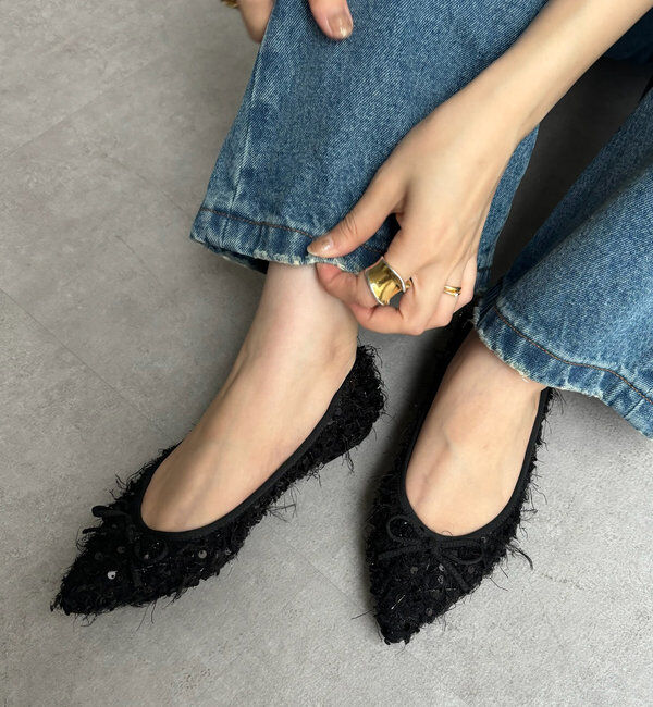  「ポインテッドバレエシューズ」|ロングブーツ|ブラック