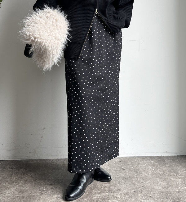  「【WEB限定】ドットタイトスカート」|スカート|ブラック