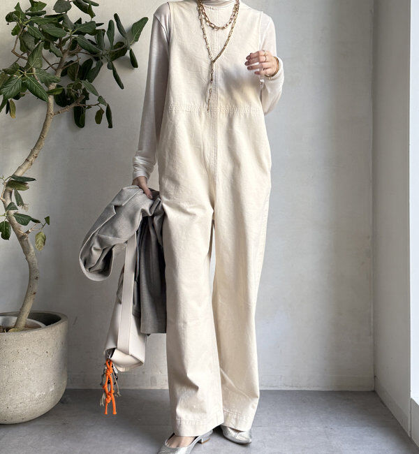  「【WEB限定】バックVデニムサロペット」|ワンピース|