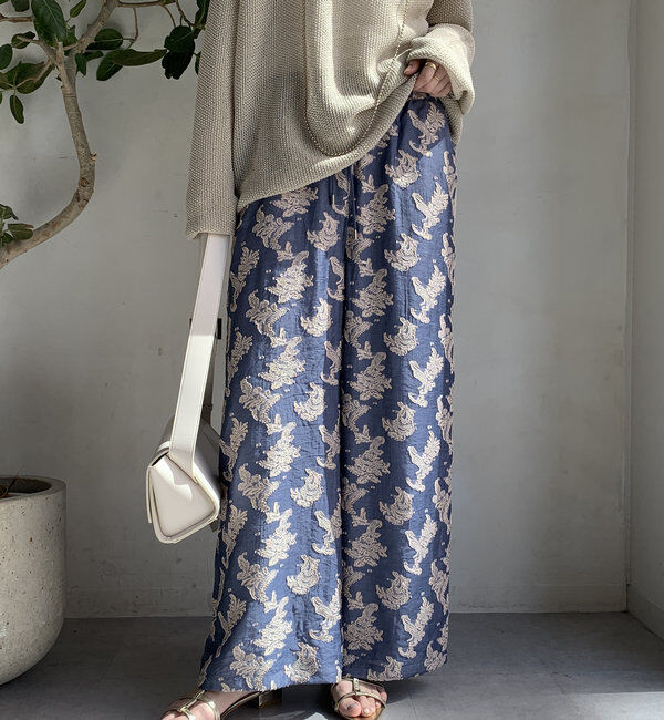  「【WEB限定】ペイズリージャガードイージーパンツ」|チノ|