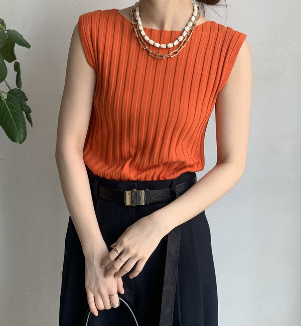  「【WEB限定】ワイドリブニットタンク」|ニット・セーター|オレンジ