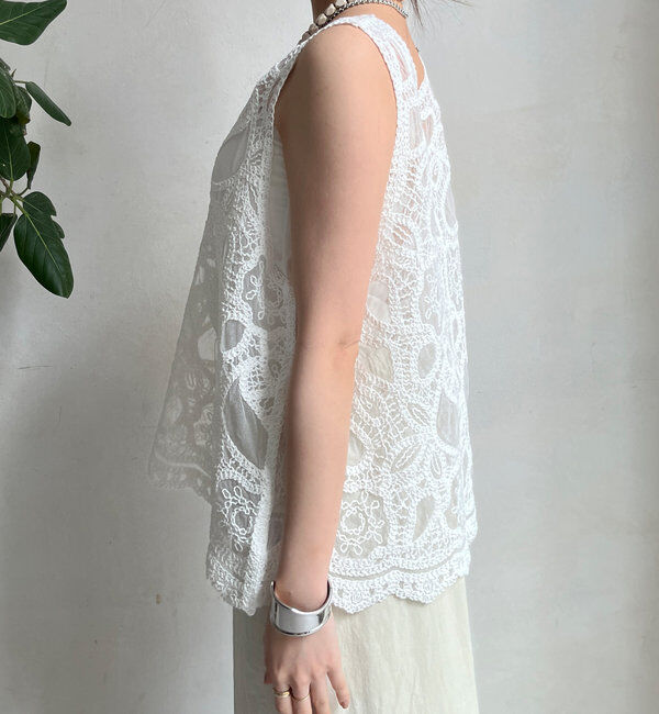  「刺繍前後2WAYレースタンク」|シャツ・ブラウス|