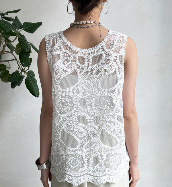 「刺繍前後2WAYレースタンク」|シャツ・ブラウス|