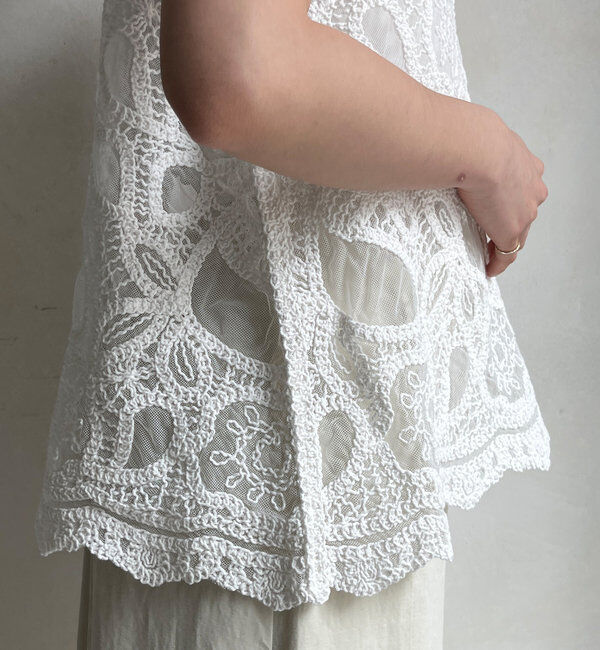  「刺繍前後2WAYレースタンク」|シャツ・ブラウス|