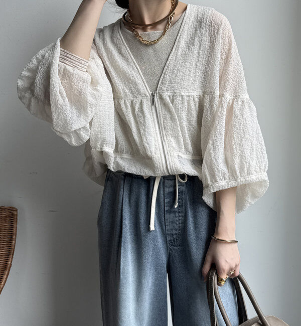  「【WEB限定】シアーシャーリングブルゾン」|ブルゾン・スタジャン|アイボリー