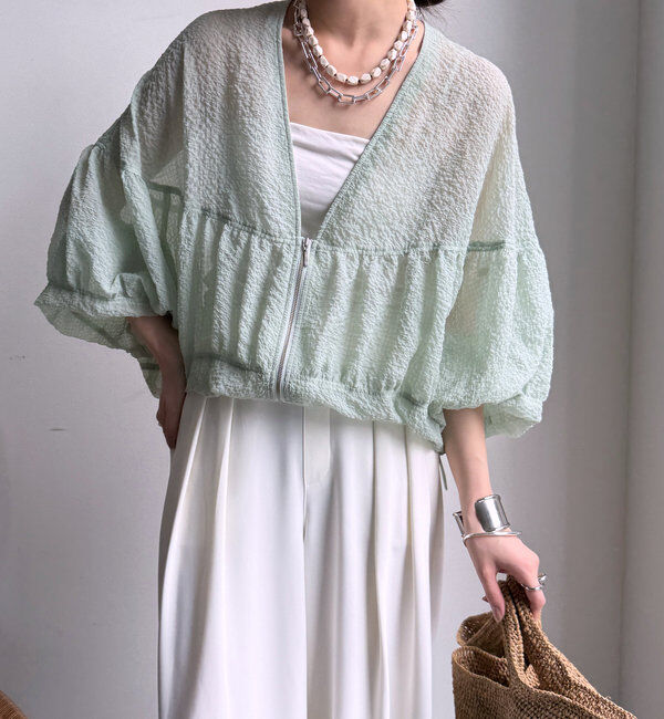  「【WEB限定】シアーシャーリングブルゾン」|ブルゾン・スタジャン|ライムグリーン