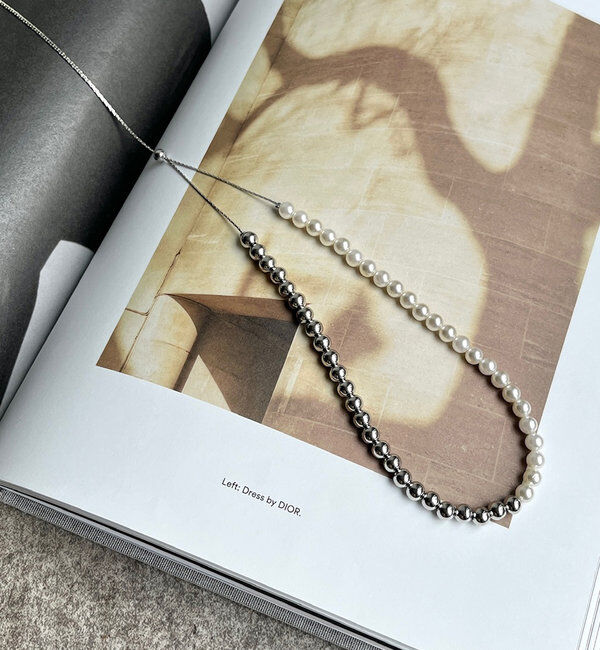  「パール&times;メタルスライドネックレス」|ネックレス|