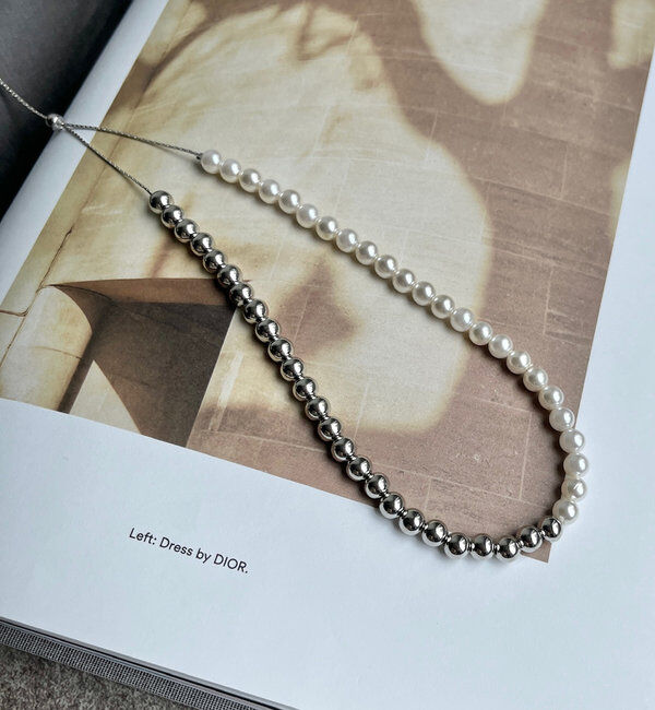  「パール&times;メタルスライドネックレス」|ネックレス|