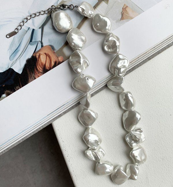  「変形ビッグパールネックレス」|ネックレス|