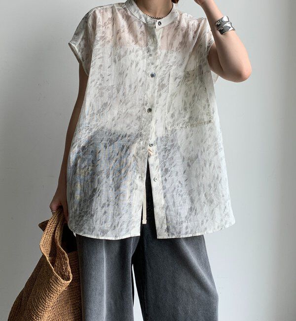  「【WEB限定】シアープリントフレンチシャツ」|シャツ・ブラウス|