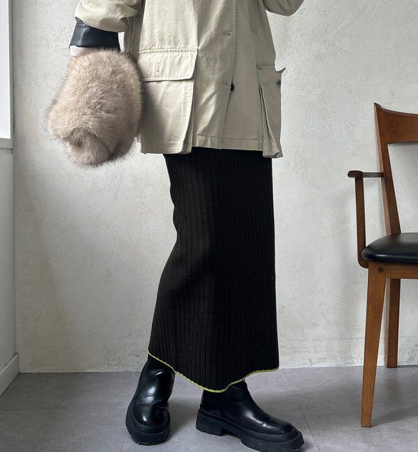  「【WEB限定】カラーヘムリブニットタイトスカート」|スカート|
