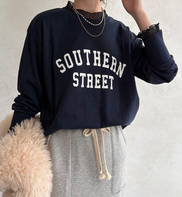  「【WEB限定】フロッキーロゴレイヤードトップス」|Tシャツ・カットソー|ネイビー