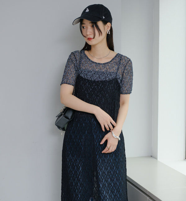  「*【新色追加/リバーシブル/2サイズ展開】レースフラワーキャミワンピース」|ワンピース|