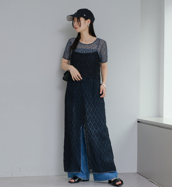  「*【新色追加/リバーシブル/2サイズ展開】レースフラワーキャミワンピース」|ワンピース|