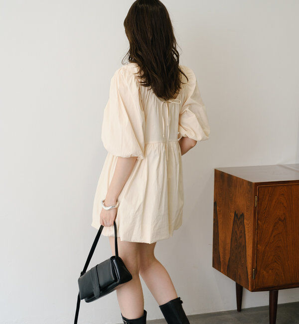  「【前後2WAY】バルーンギャザー5分袖チュニック」|シャツ・ブラウス|