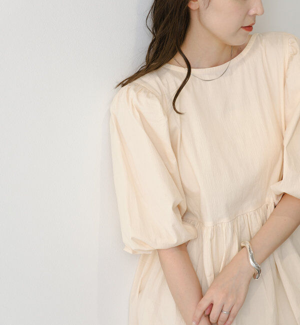  「【前後2WAY】バルーンギャザー5分袖チュニック」|シャツ・ブラウス|