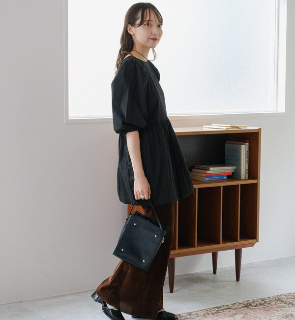  「【前後2WAY】バルーンギャザー5分袖チュニック」|シャツ・ブラウス|