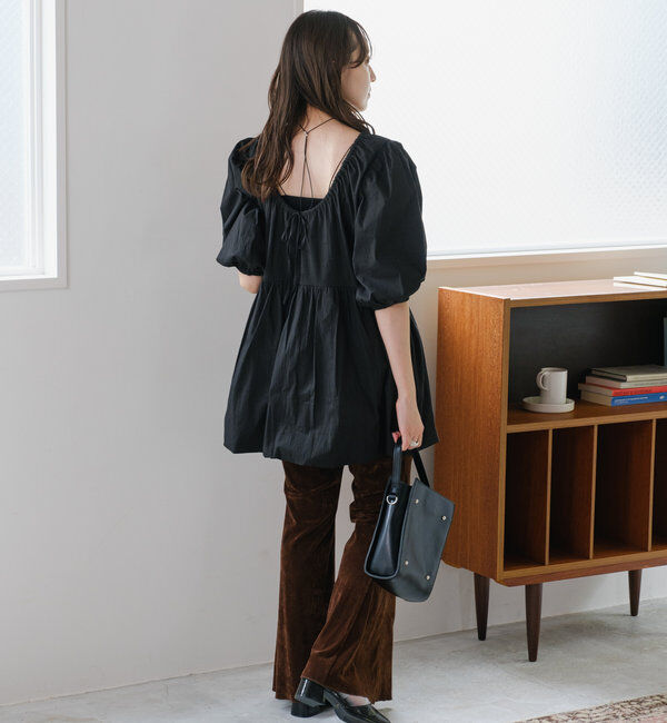  「【前後2WAY】バルーンギャザー5分袖チュニック」|シャツ・ブラウス|