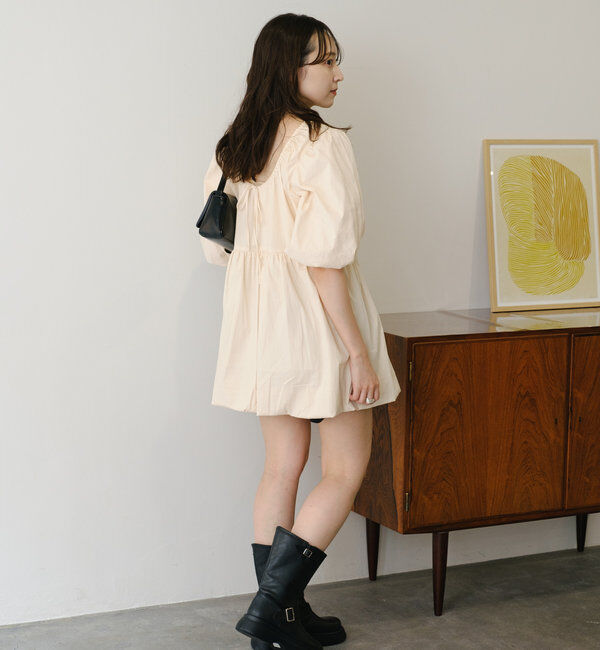  「【前後2WAY】バルーンギャザー5分袖チュニック」|シャツ・ブラウス|