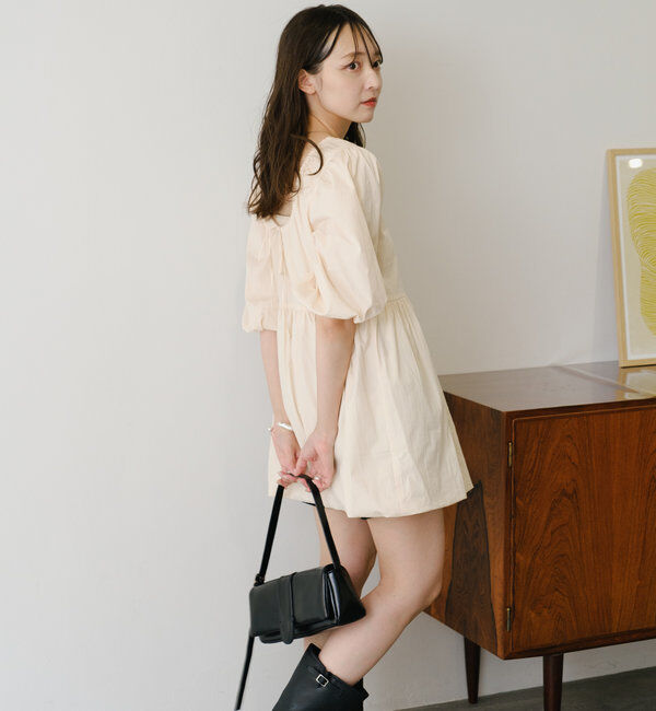  「【前後2WAY】バルーンギャザー5分袖チュニック」|シャツ・ブラウス|