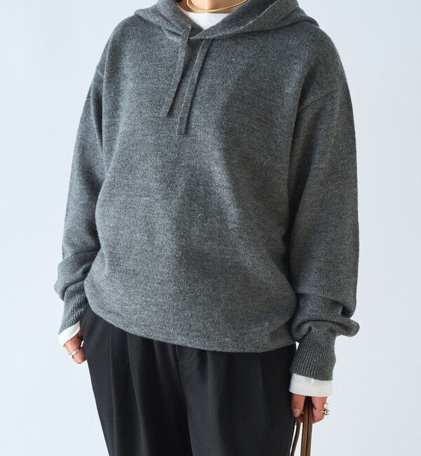 「《セットアップ対応可》アルパカタッチニットフーディー」|ニット・セーター|