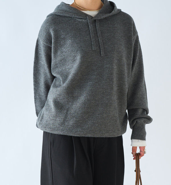  「《セットアップ対応可》アルパカタッチニットフーディー」|ニット・セーター|