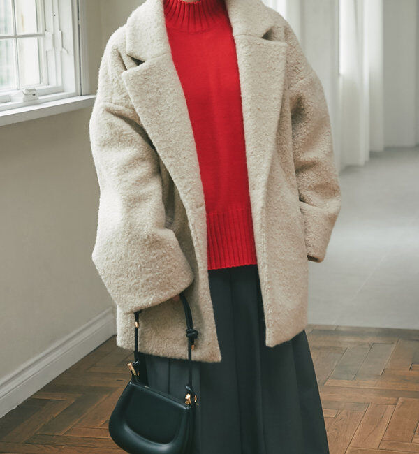  「《羽織るだけで様になる！》テーラードミドルコート」|その他|ライトベージュ