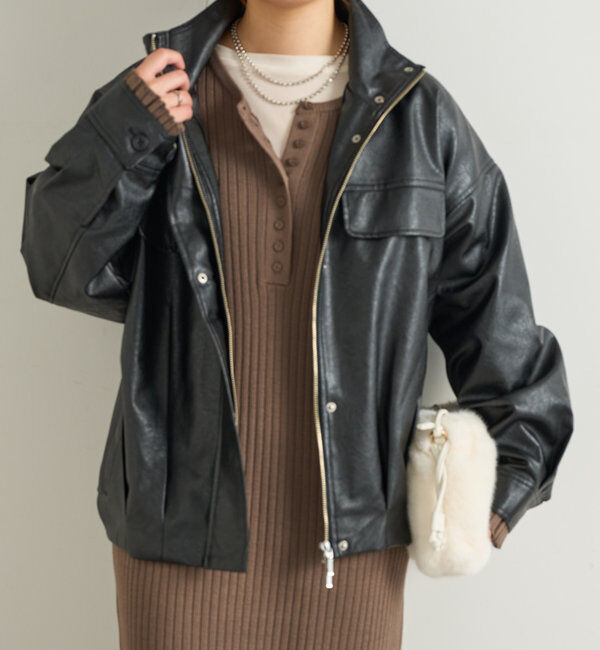  「フェイクレザーオーバーブルゾン」|その他|