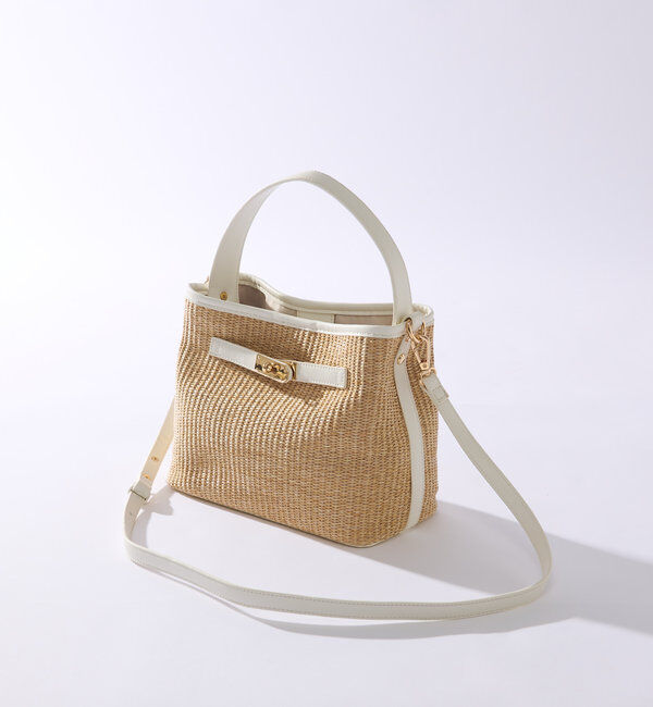  「ひねり金具レザーハンドルカゴバッグ」|クラッチバッグ|